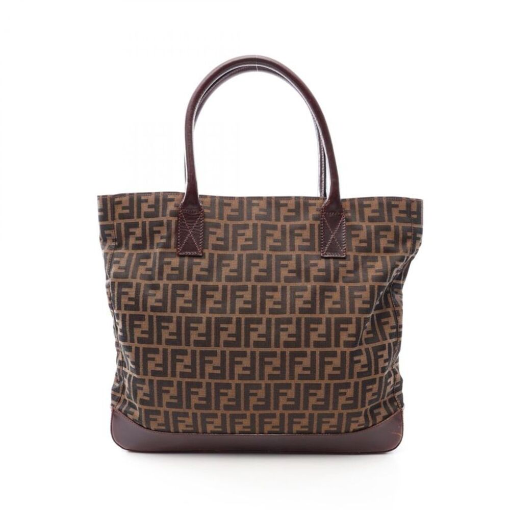 Fendi Zucca Canvas Leather Tote Bag